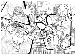 Puzzle de colorat maxi - Paienjenelul Marvel si prietenii lui uimitori (4 x 48 de piese) - Img 4