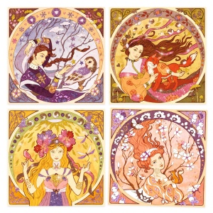 Atelier de pictura Art Nouveau cu sclipici Inspired by Mucha, Djeco - Img 2