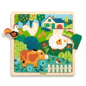Puzzle din lemn Animale de la ferma, Djeco - Img 3