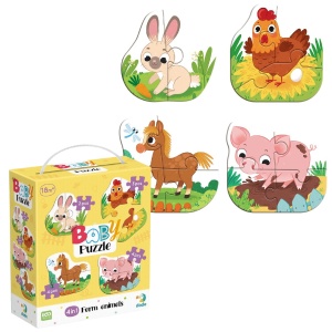 Puzzle 4 in 1 - Ferma vesela ( 2, 3, 4 piese)