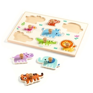 Puzzle din lemn cu animale salbatice, Djeco - Img 2