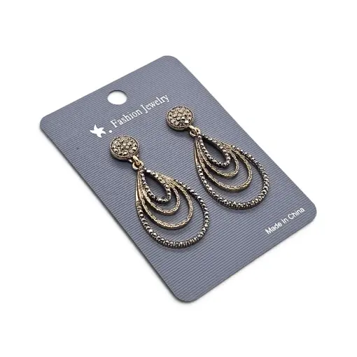 Cercei Engros Lungi Vintage Bronz cu Marcasite, Model Lacrimă - Img 1