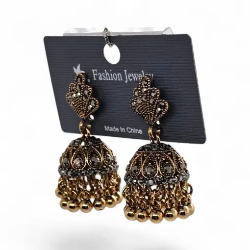 Cercei Engros Lungi Vintage Bronz Clopoțel cu Marcasite - Img 1
