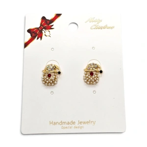 Cercei pe Ureche (Studs) – Moș Crăciun Eleganti cu Barbă din Perle și Cristale (En-Gros) - Img 2