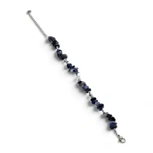 Brățară Handmade din Pietre Semiprețioase Brute și Steluțe Metalice, Model cu Sodalit