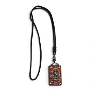 Colier Handmade cu pandantiv din lemn Ganesha Red - Img 2