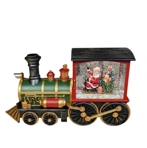 Decorațiune Trenuleț LED En-gros – Locomotivă Vintage cu Moș Crăciun (A5-7)