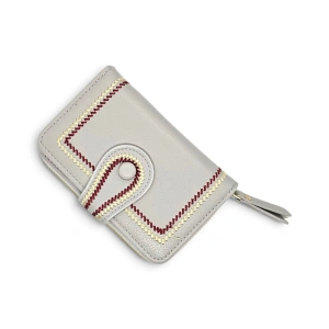 Portofel Dama Compact cu Cusături Decorative – Piele Ecologică Gri (B2B / En-Gros) (3) - Img 3