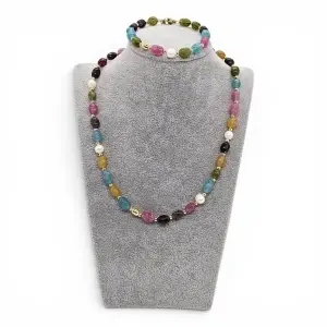 Set colier si brățară cu perle de cultură si Agate mix - Img 2