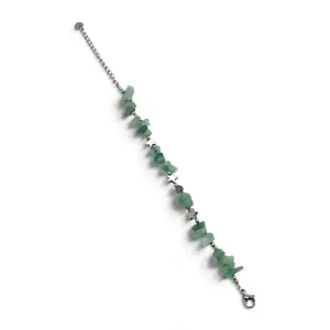 Brățară Handmade din Pietre Semiprețioase Brute și Steluțe Metalice, Model cu Aventurin