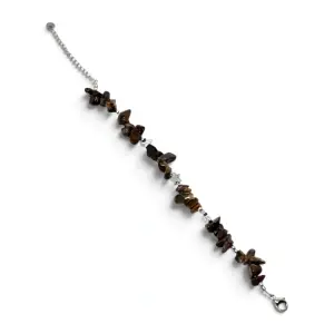 Brățară Handmade din Pietre Semiprețioase Brute și Steluțe Metalice, Model cu Ochi de Tigru