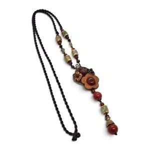 Colier Handmade cu pietre si lemn