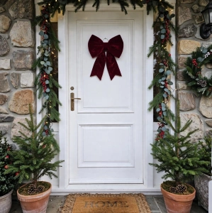 Fundă Decorativă din Catifea Vișinie pentru Uși, Coronițe sau Brazi – Accesorii Festive de Crăciun cu Panglici Scurte En-Gros (A31-3) - Img 2