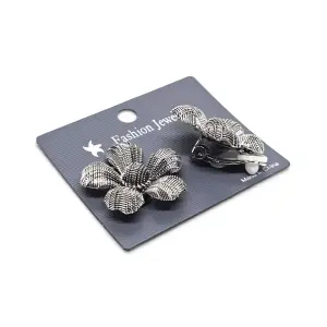 Cercei Clips " Floral Charm" Argintiu