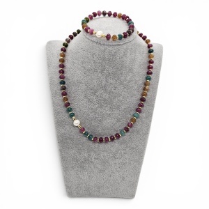 Set colier si brățară cu perle de cultură si Agate - Img 2