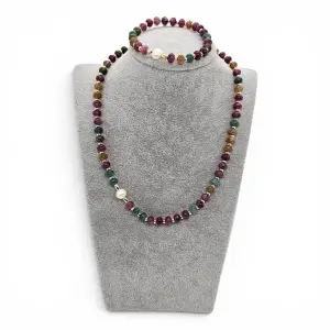 Set colier si brățară cu perle de cultură si Agate - Img 2