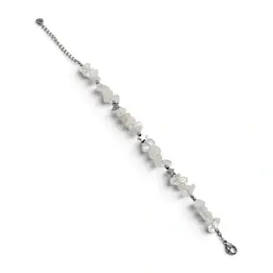 Brățară Handmade din Pietre Semiprețioase Brute și Steluțe Metalice, Model cu Cuarț Alb