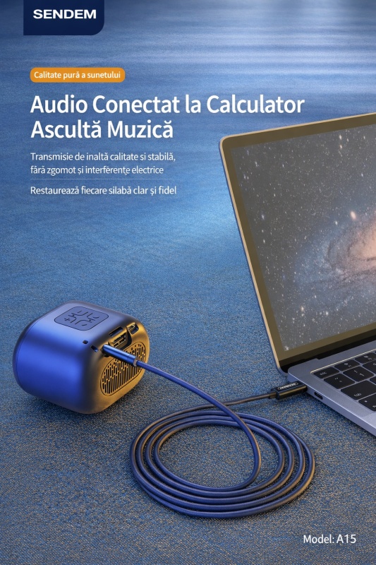 Cablu audio SENDEM A16 Lightning la jack 3.5 mm pentru iPhone, AUX auto, audio stereo, negru - Img 4
