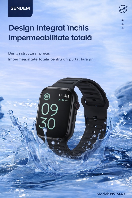 Smartwatch SENDEM N9 MAX cu apel Bluetooth, incarcare wireless, moduri sportive multiple, monitorizare somn si ritm cardiac - Img 2