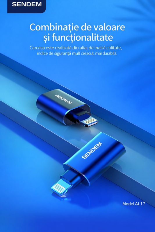 Adaptor OTG Lightning la USB 3.0 SENDEM A17 pentru iPhone si iPad, transfer rapid date - Img 6
