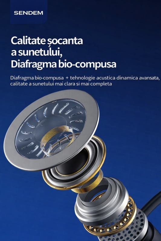 Căști Bluetooth Neckband SENDEM E47, display LED, suport card SD, magnetice, rezistente la transpirație - Img 2