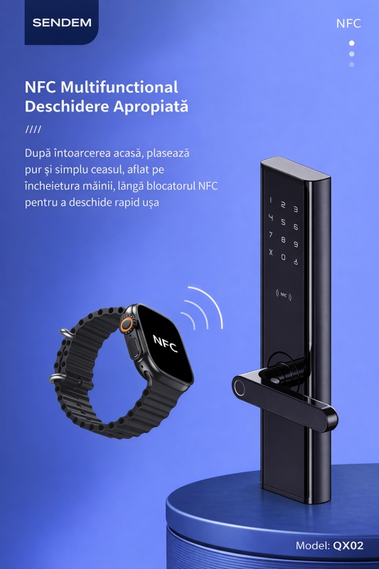 Ceas smartwatch SENDEM QX02 GW8 Ultra, 2.2 inch, NFC, monitorizare ritm cardiac, incarcare magnetica, negru/portocaliu/alb - Img 4