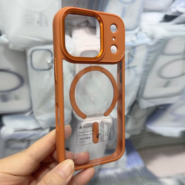 Husă magnetică pentru iPhone 17 Pro Max, TPU + PC, compatibilă încărcare wireless, antișoc, protecție cameră, transparentă - Img 3