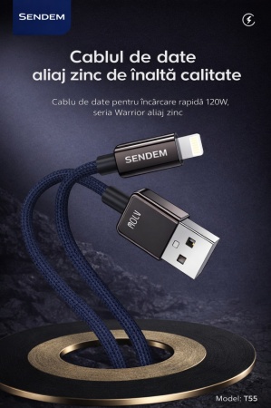 Cablu de date și încărcare rapidă SENDEM T55 – 120W