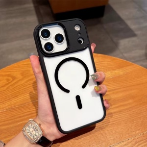 Husă magnetică pentru iPhone 17 Pro Max, TPU + PC, compatibilă încărcare wireless, antișoc, protecție cameră, transparentă