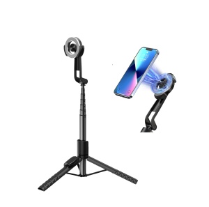 Selfie Stick Trepied Magnetic ADYSS A67P-C, extensibil 1300 mm, pliabil 22 cm, telecomandă Bluetooth, suport rotativ, aluminiu + ABS, negru