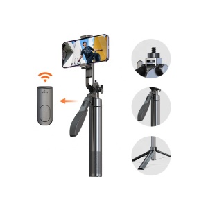 Selfie Stick Trepied ADYSS A55P, extensibil 1750 mm, aluminiu, telecomandă Bluetooth, suport telefon rotativ, filet 1/4”, mâner anti-balans