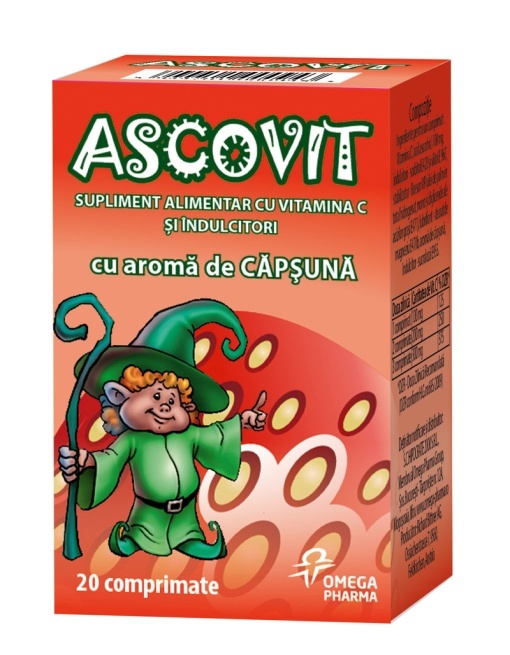 Ascovit 100mg căpșuni 60 comprimate masticabile