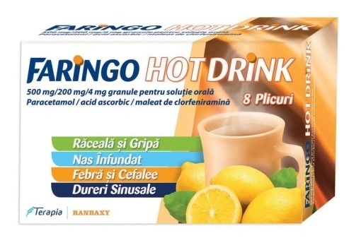 FARINGO HOT DRINK 500MG/200MG/4MG 8 plicuri