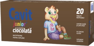 Cavit Junior cu aromă de Ciocolată 20 tablete masticabile
