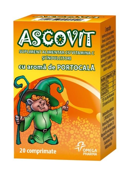 Ascovit 100mg portocale 60 comprimate masticabile