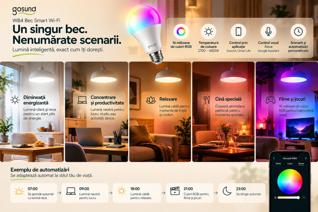 Gosund WB4 - exemple de scenarii de automatizare a iluminatului inteligent