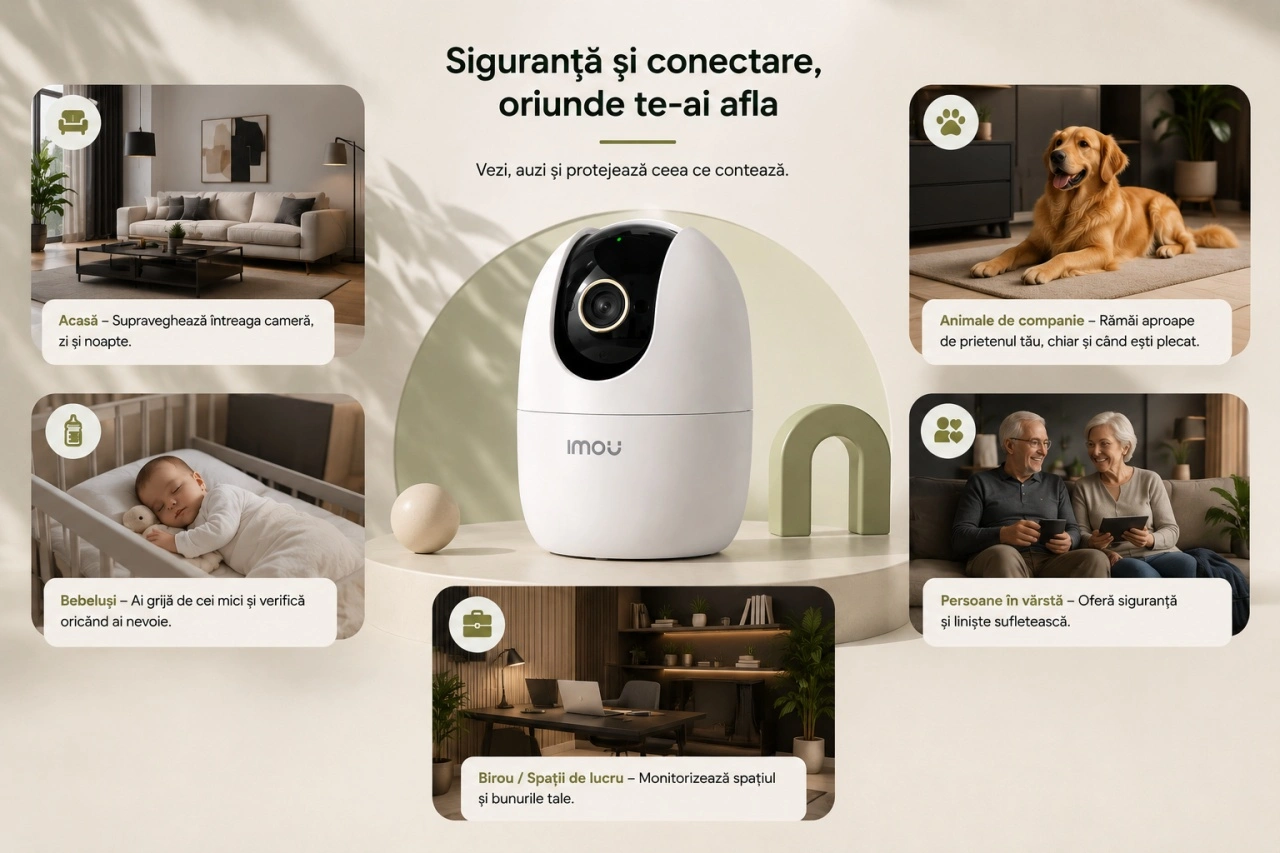 IMOU Ranger 2C 5MP – exemple de utilizare în living, hol și alte încăperi