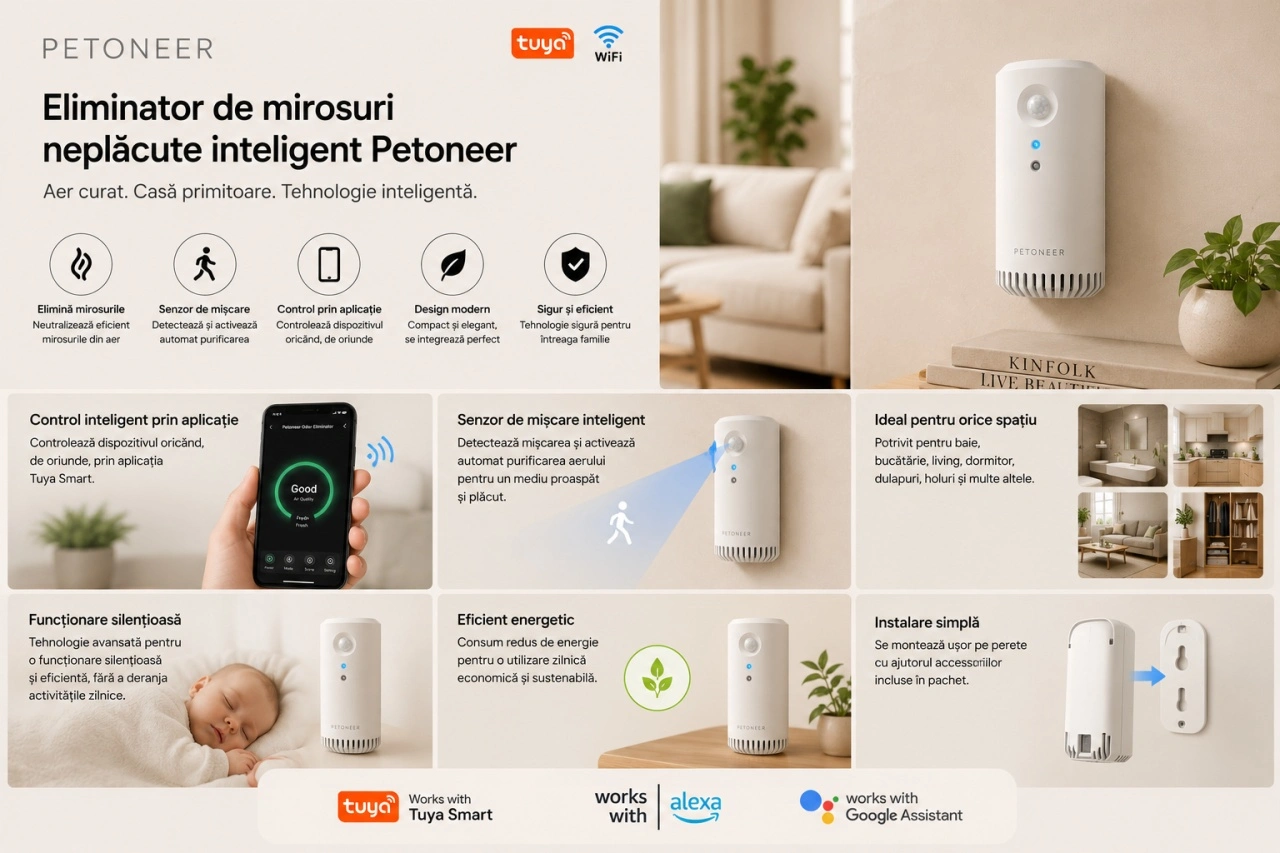 Petoneer Smart Odor Eliminator – funcții inteligente și utilizare automată