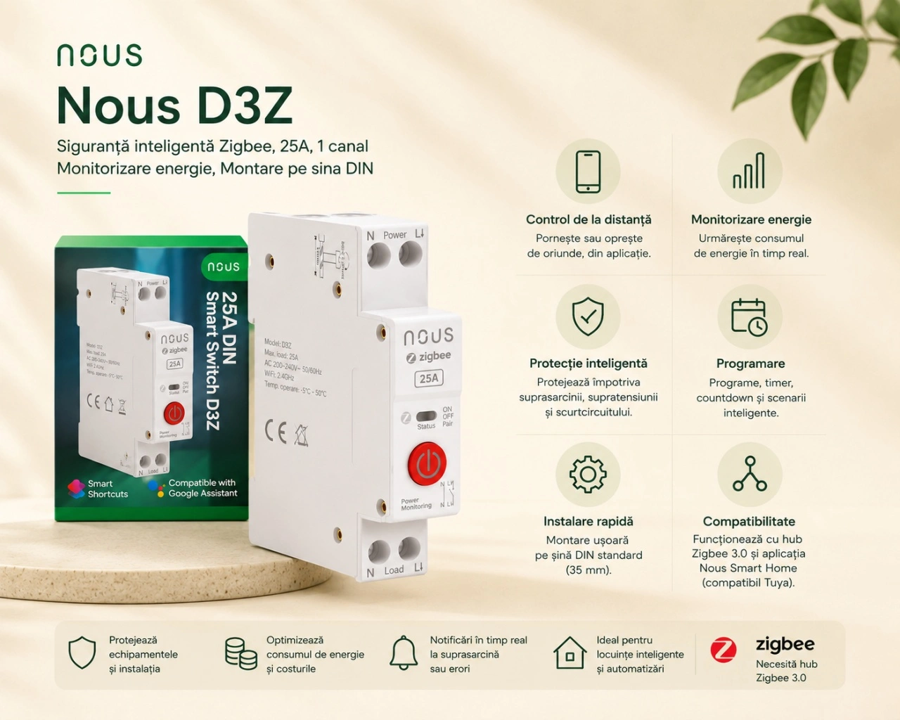 Nous D3Z – caracteristici, monitorizarea consumului electric și control Zigbee