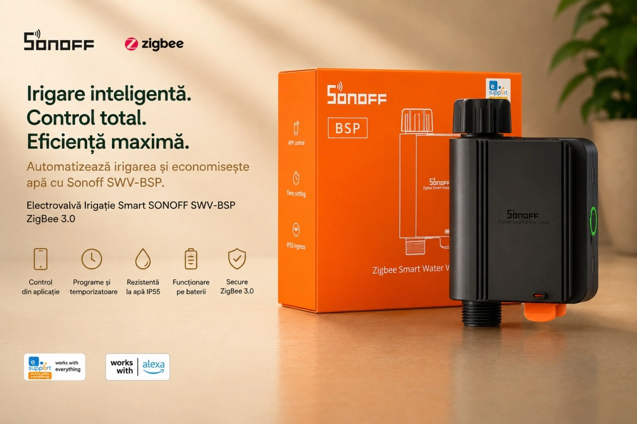 Sonoff SWV-BSP – caracteristici și funcții pentru irigare inteligentă