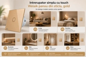 Întrerupător dublu cu touch Welaik panou din sticla - Img 7