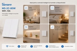 Sonoff M5-2C-80W – Întrerupător Smart WiFi, Matter, 2 canale pentru cadru - Img 3