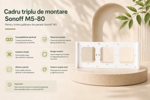 Cadru Triplu de Montare Sonoff M5-80 pentru Intrerupatoare de Perete Alb - Img 2