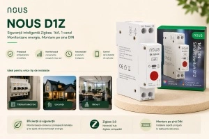 Nous D1Z – Siguranță inteligentă Zigbee, 16A, 1 canal, Monitorizare energie, Montare pe sina DIN - Img 3