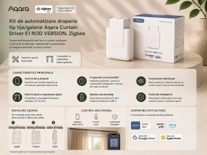 Aqara Curtain Driver E1 ROD- Sistem Inteligent de Automatizare pentru Draperii , Zigbee, Montaj pe Tijă - Img 2