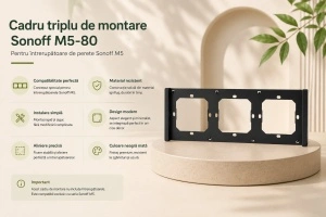 Cadru Triplu de Montare Sonoff M5-80 pentru Intrerupatoare de Perete Graphite - Img 2