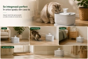 Petlibro Dockstream Fântână Inteligentă pentru Animale cu Pompă Wireless, 2,5L - Img 3