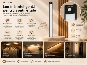 Yeelight A60 Negru – Lumină de Dulap 60cm cu Senzor - Img 2