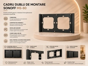 Cadru Dublu de Montare Sonoff M5-80 pentru Intrerupatoare de Perete Graphite - Img 2