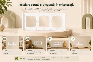 Cadru Triplu de Montare Sonoff M5-80 pentru Intrerupatoare de Perete Alb - Img 3